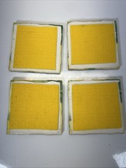Set of 4 Ceramic Solid Coasters Flowers and Butterfly Fun Suare 4.25in