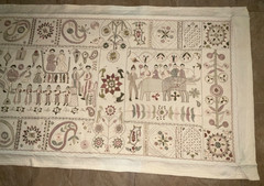 Lg Aarong Embroidered Tapestry Folk Art Bangladesh Pictorial Tapestry 31″ x 78″