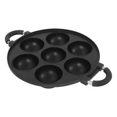 15.35*11.02*2.17″ Black Round Aluminum 7 Holes Takoyaki Pan Maker Hand Wash Only