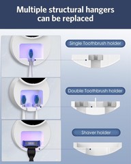 Toothbrush Cleaner Holder Wall Mount UV-C Light Drying Smart Screen
