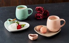 NEW Le Creuset 4pc Heart Plate 17cm Stoneware Dessert Mauve Pink Nutmeg Ganache