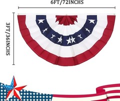 4 Pack USA Pleated Fan Flag 3X6 Feet American US Bunting Flags Half Fan Banner