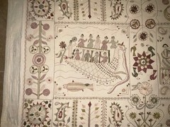 Lg Aarong Embroidered Tapestry Folk Art Bangladesh Pictorial Tapestry 31″ x 78″