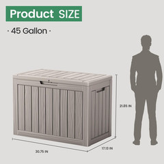 Waterproof 45″ Outdoor Storage Box with Lock, Handles & Bench Seat, Grey