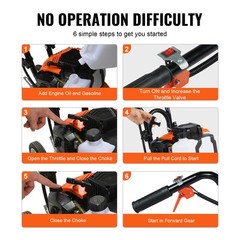 VEVOR Tiller Cultivator Gas Powered 43CC 2-Stroke Garden Cultivator Lawn Garden