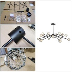 18-Light Modern Crystal Chandelier LED Sputnik Pendant Fixture Ceiling Lighting
