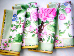WILLIAMS SONOMA CANTON ROSE NAPKINS SET OF FOUR COTTON TWILL 20″ SQ NEW WITH TAG