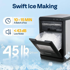9.8 In. 45 Lb. Countertop Portable Nugget/Pebble Ice Maker in Stainless Steel wi