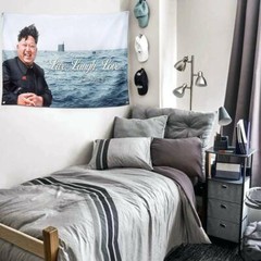 Kim Jong Un Live Laugh Love Banner Flag 3x5Feet College Dorm Decor Wall Tapestry