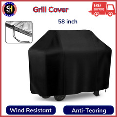 58 Inch Waterproof BBQ Gas Grill Cover Fit For Weber, Char-Broil, Nexgrill Black
