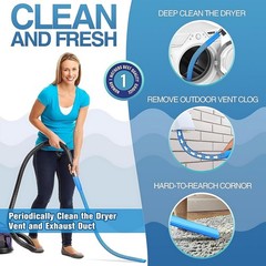 2-Piece Dryer Vent Lint Remover Vacuum Hose Attachment Cleaner Kit with Brush