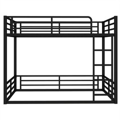 Metal Bunk Bed,Full XL over Full XL Floor Bunk Bed Frame for Kids Teens Adults