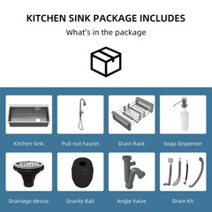 Silver Stainless Steel Kitchen Sink Drop In Top Mount Single Bowl Basin W/Faucet