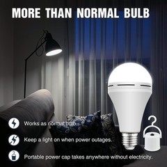 Rechargeable LED Bulb w/Hook,1500mAh,12W,4Pack,Power Failure Light