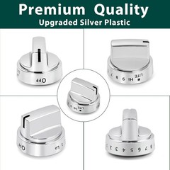 5Pack Stainless Steel Control Knob Compatible with GE Gas Range Stove WB03X24818