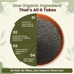Organic Way Edible Basil Seeds | Kosher Certified Origin Albania (1/4 lbs 4 Oz)