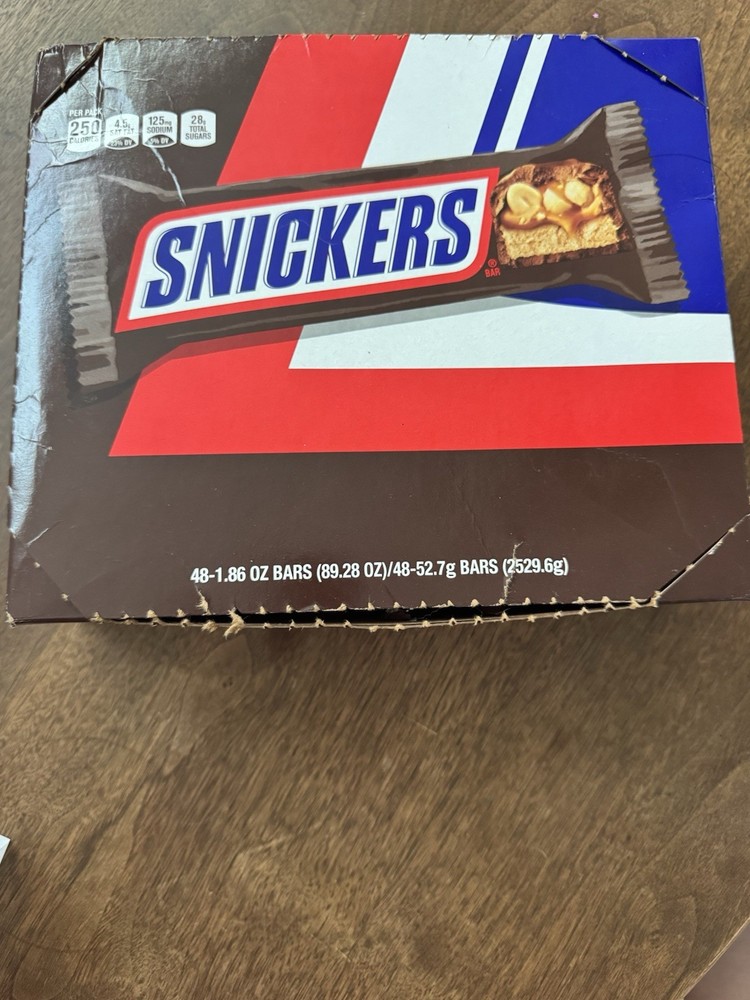 Snickers Chocolate Candy Bars 48 Count Peanut Caramel 1.86 oz Box Exp 02/2027