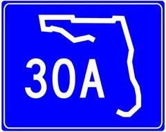 Florida Highway 30A near Seaside, Destin & Panama City Beach metal highway sign