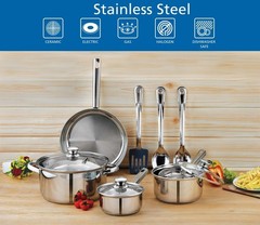10-Piece Stainless Steel Cookware Set Pots and Pans Kitchen Cooking Set