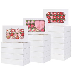 60Pcs Bakery Boxes, 12X8X2.5 Inches 3 Style Cookie Boxes, Treat Containers with