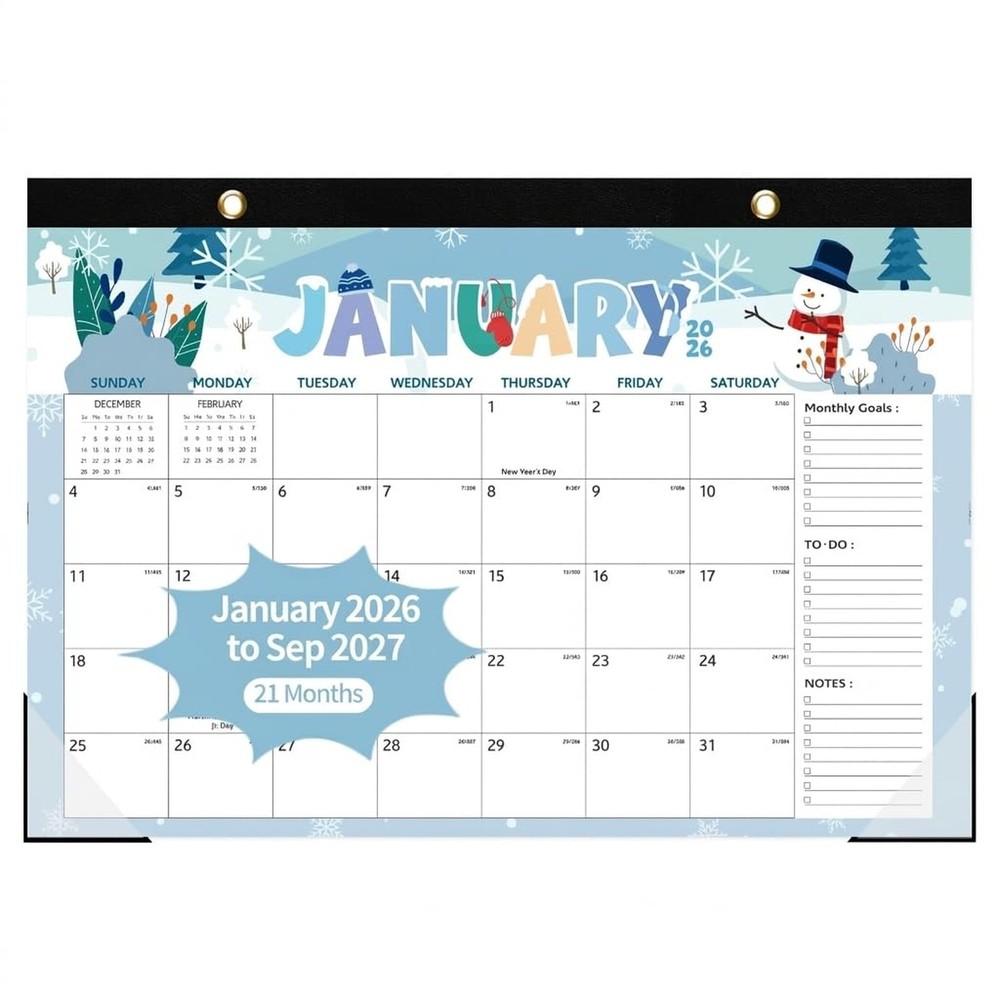 Desk Calendar 2026, 21 Months Runs from January 2026 to September 2027 Large …