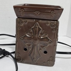 Scentsy Faith Cross Retired Full-Size Wax Warmer Model DSW-FAIT Christian Brown