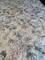 Tablecloth. Easy care polyester. Floral jacquard, pastel. 100″ x 54″