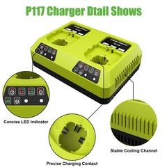 8Ah Replace Battery For RYOBI 18V Li-Lon Battery Charger Set P108 P102 P107