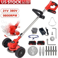 Electric Cordless Grass String Trimmer Lawn Edger Weed Wacker Cutter + 2 Battery