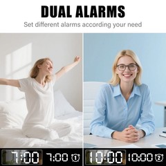 LED Mirror Alarm Clock with USB Charging Por Snooze Function for Bedroom Desk