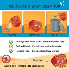 Bug & Fly Swatter – Extra Long Handle– Indoor / Outdoor– Pest Control flyswatter
