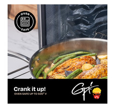 10.3in Stainless Steel Fry Pan 3-Layer Skillet Oven Safe 500F