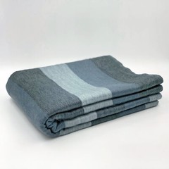 SOFT & WARM GRAY STRIPED ALPACA LLAMA WOOL BLANKET THROW QUEEN