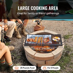 VEVOR 32″ Rectangle Cooking Grate Fire Pit Grill Grate X-Marks Heavy-Duty Steel