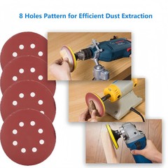 110Pcs 5in 8 Hole Sanding Discs Orbital Sandpaper Hook and Loop Assortment Grit