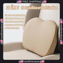 2 in 1 Car Wedge Cushion Lumbar Support Memory Foam Driver Seat Black