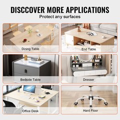 VEVOR PVC Table Protector 42×72 Inch Clear Plastic Desk Protector 2.0mm Thick