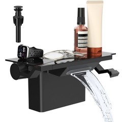 4-Inch Matte Black Dual-Handle Vessel Sink Faucet with Shelf