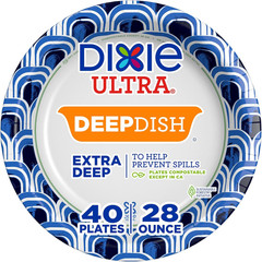 Ultra, Deep Dish Paper Plates, 28 Oz, 40 Count, Heavy Duty, Microwave-Safe, Soak