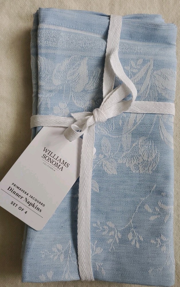 Williams Sonoma Set of 4 PRIMAVERA JACQUARD Napkins Blue Bell NWT