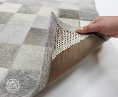 Cowhide Patchwork Rug Runner Square Greyish – Size 2.5×8′ ft