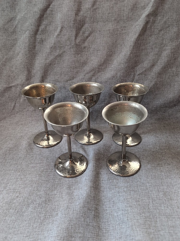 Vtg SilverCraft Goblets Silver Plated EPNS Electroplated Nickel Silver Set Of 5