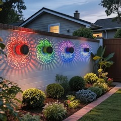 Solar Mandala Mosaic Lights 7 Color Changing Outdoor Solar Fence Decor Lamp