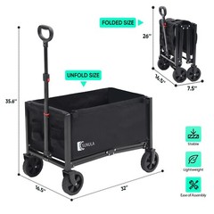 3 in 1 Collapsible Wagon Grocery Cart 330LB Foldable Beach Fold Wagon with Wheel