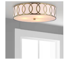 JONATHAN Y Aubrey 3-Light 15.5 in. Brass Gold Metal Flush Mount