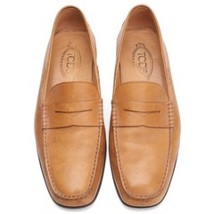 TOD’S Tan Leather Slip-On Driving Shoes Penny Loafers IT 8.5 US 9.5