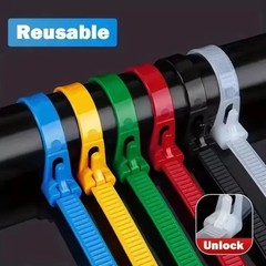 100–500pcs Reusable Cable Ties Nylon Lock Loop Mixed Colors