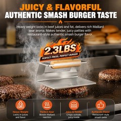 6.3″ Smash Burger Press, 304 Stainless Steel Hamburger Press, 2.3 lbs Heavy-D…