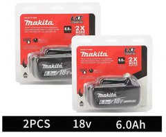 2 x Makita BL1860B-2 18V LXT Lithium-Ion 6.0 Ah Battery – New –