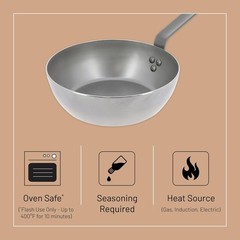 De Buyer 5614.28 Mineral B Round Country Chef Carbon Steel Fry Pan, 11-Inches